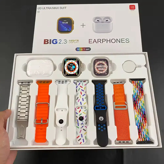 i20 Ultra Max Suit [ SMARTWATCH + AIRPODS + 7 STRAPS ]